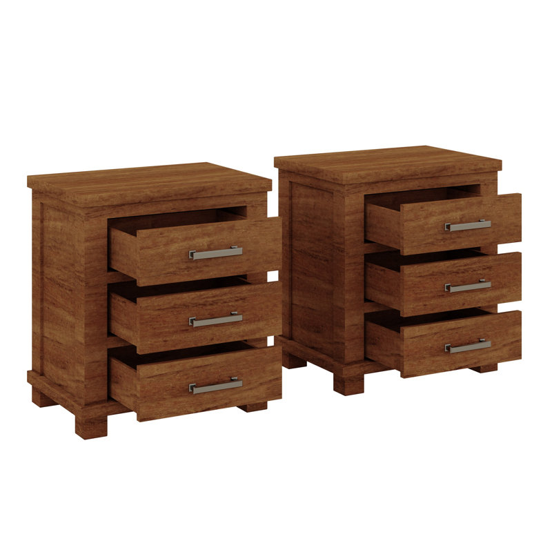 Ensemble de table de chevet rustique en bois massif récupéré