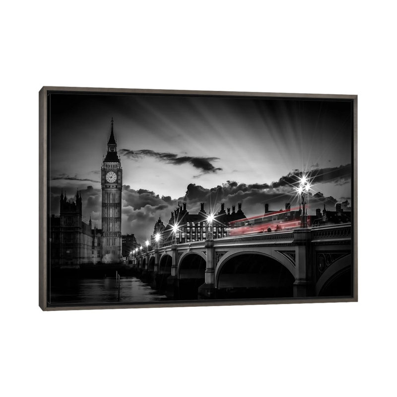«London Westminster Bridge at Sunset» par Melanie Viola - impression, H 18 po x l 26 po x P 1,5 po, Pas de tapis