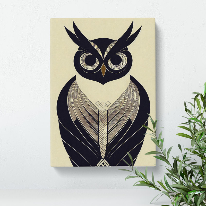 Antique Owl Art No.5 - Wrapped Canvas Print, 76cm H x 50cm W x 3cm D
