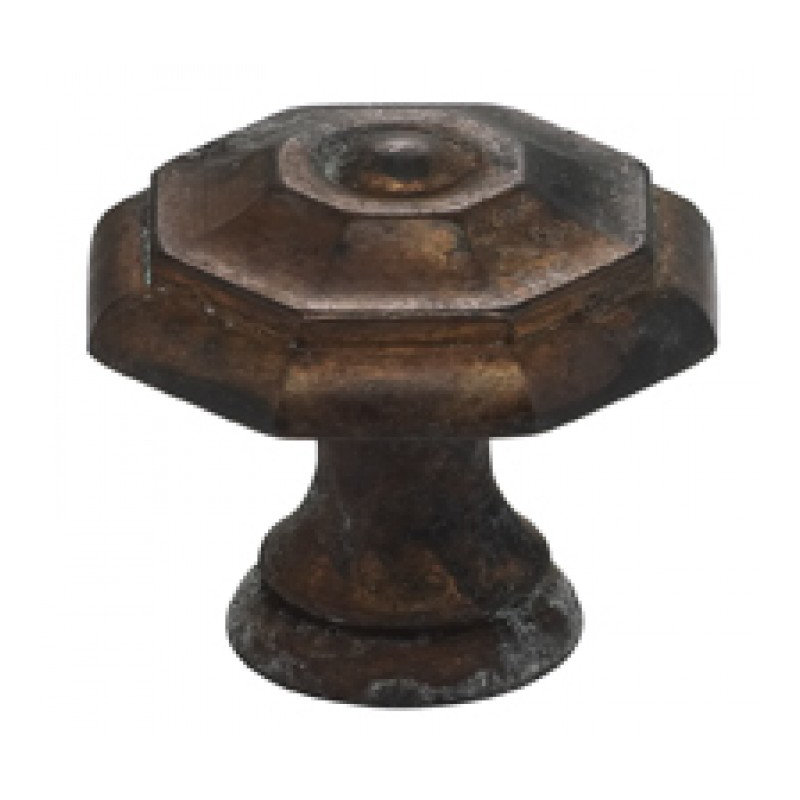 Vintage Geometric Knob, Vintage Iron, 1.56" H x 1.56" W x 1.19" D