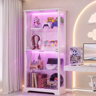 Vitrine 65 po en verre moderne avec éclairage à DEL intelligent RVB, synchro de musique et présentoir