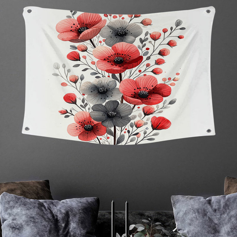 Tapisserie murale "Bouquet floral" - Décoration murale florale, H 68 po x l 80 po