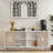 Mid Century Sideboard With Hollow-carved Wood Crafted Detailing And Sliding Doors