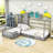 Twin Wood House Bed with Fence and Slatted Frame-1577662658