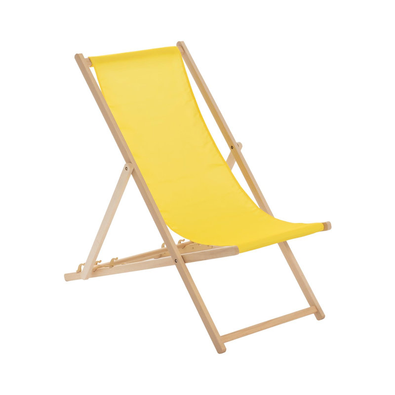 Folding Wooden Deck Chair, Yellow