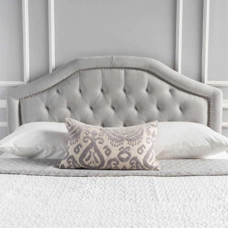 Tufted Upholstered Headboard Queen Size, Solid Wood Head Board with Durable Metal Legs, Adjustable Height Queen headboard with Nailhead Trim in Bedroom