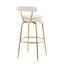 Tabouret de bar à hauteur fixe avec pivot en métal doré et velours crème - ensemble de 2