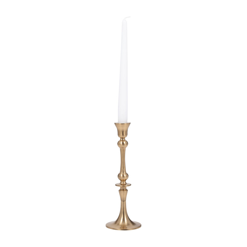 Modern Glam Metal and Aluminum Taper Candle Holder with Elegant Silhouette and Sculpted Detailing for Decorative Accent Display in Contemporary Interiors