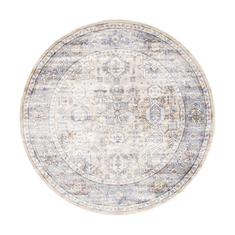 Tapis beige / bleu Amadeus Southwestern, Rond 6 pi