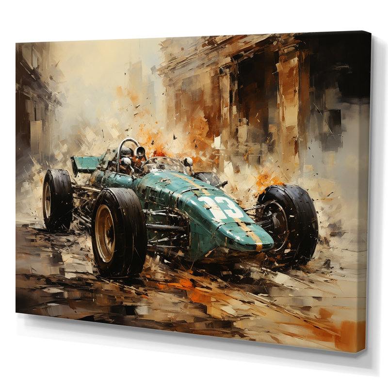 Illustration rétro rétro de voiture de sport - voiture de course, art mural, Toile tendue, H 30 po x l 40 po x P 1,5 po