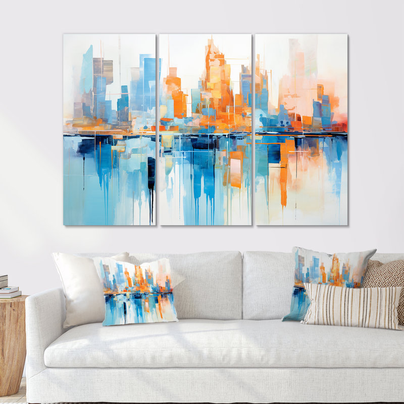 Copper - ensemble d'art mural abstrait paysage, Toile tendue, H 32 po x l 48 po x P 1 po