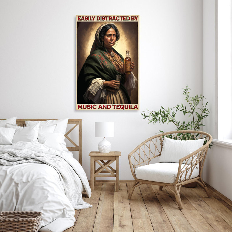 "Engebretson" facilement distrait par la musique et la tequila sur toile, impression, H 14 po x l 11 po x P 1,25 po