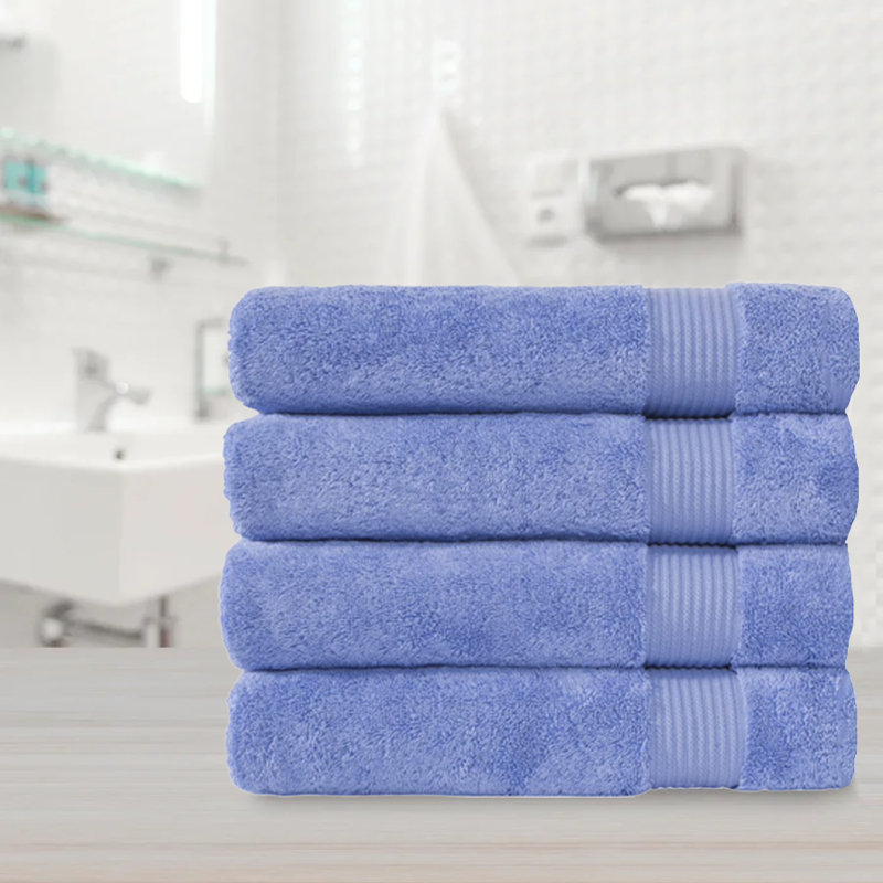 Hamer 4-Piece Luxury Bath Towel Set – 100% Turkish Cotton, Ultra-Soft & Highly Absorbent, 30"x54", Elegant Dobby Design for Spa & Home