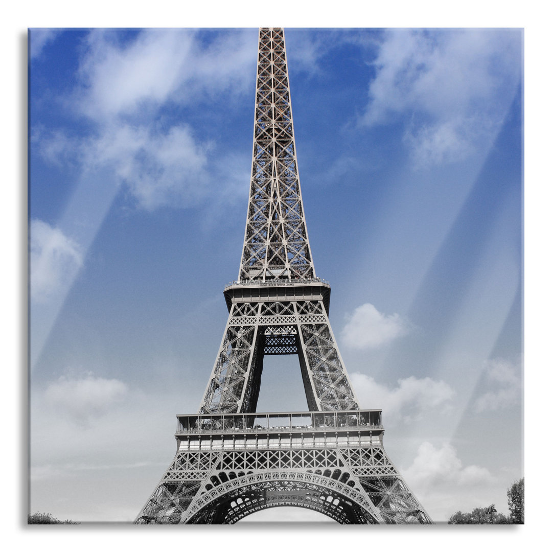 Glasbild Eifelturm mit Himmel Paris