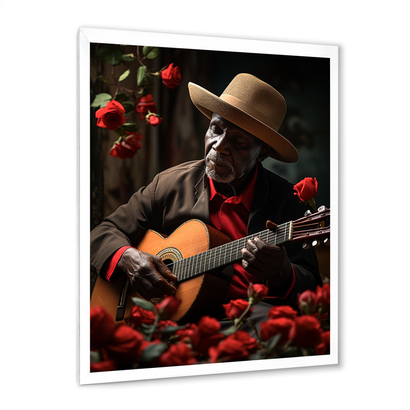 «Red Cuban Music Soul I», reproduction sur toile, Cadre simple blanc, H 44 po x l 34 po x P 1,5 po