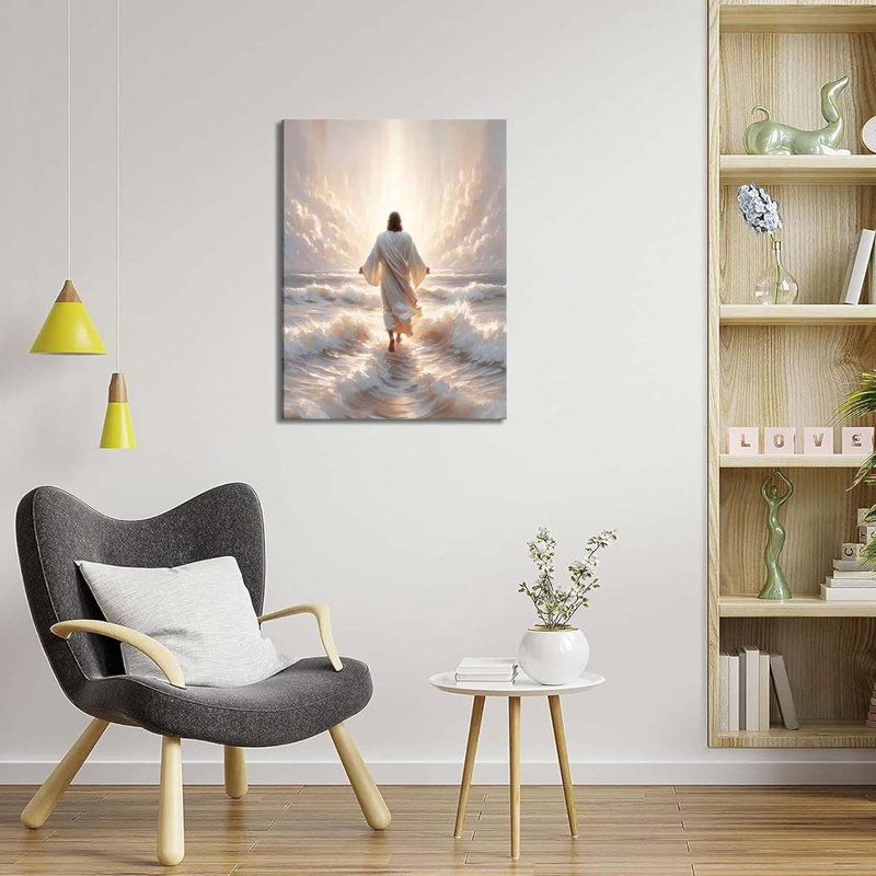 40*30，Walks On Water Canvas Wall Art Jesus Walking On Water Back View Wall Decor Picture., 40 cm H x 30 cm W