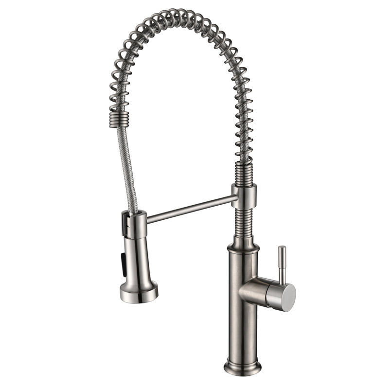 Robinet de cuisine à poignée simple avec douchette à double fonction, Gris mat
