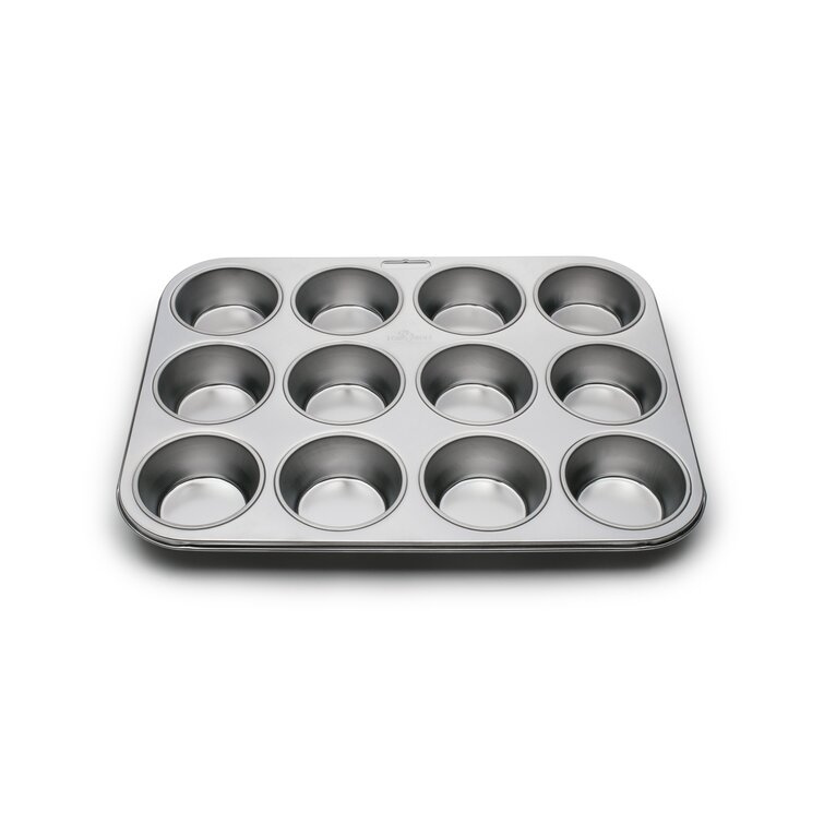 TeamFar 12-Cup Muffin Pan, Stainless Steel Muffin Tin Metal Cupcake Baking  Pan for Oven, Regular Size & Non Toxic, Easy Clean & Dishwasher Safe