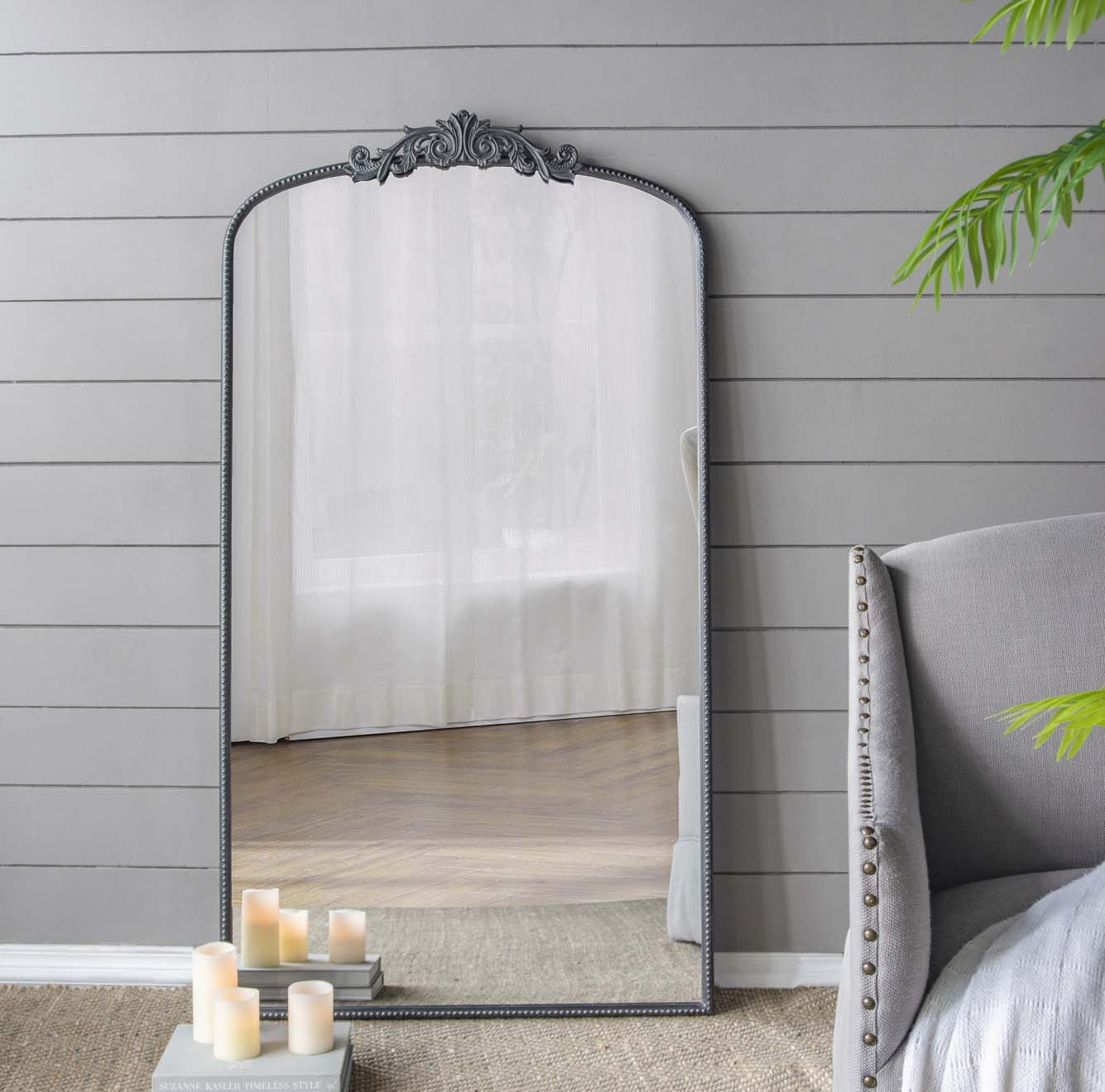 Emmeline Metal Arch Mirror, Black, 36" x 24"