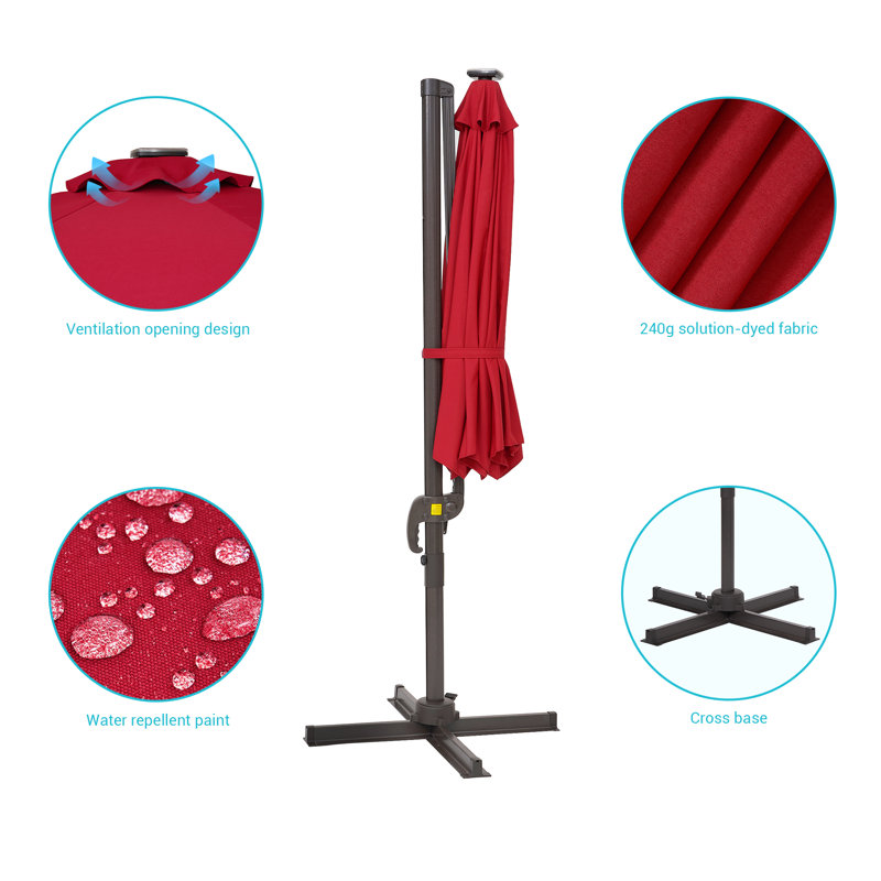 Parasol en porte-à-faux 10 pi Ildefonso, Rouge