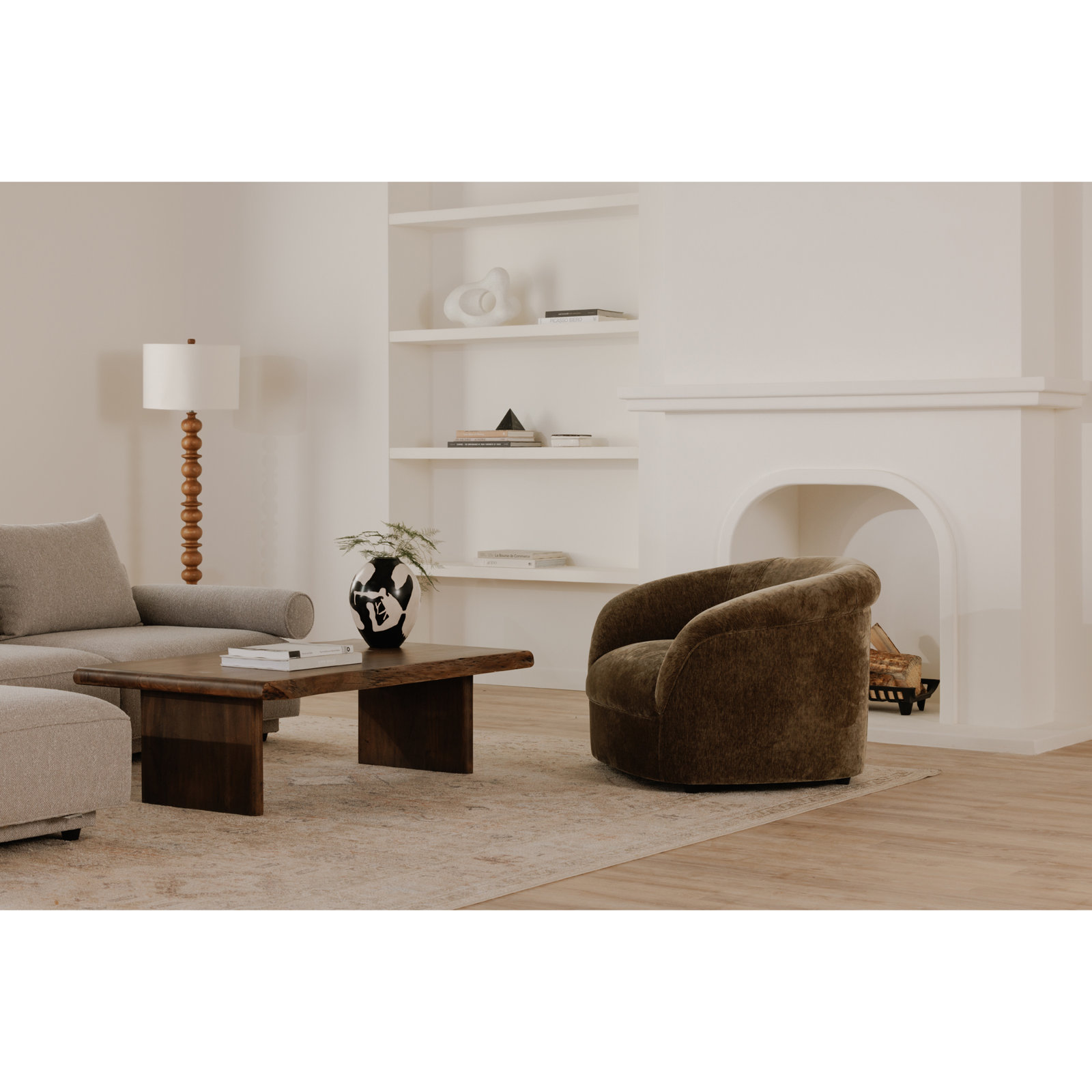 Arthur Velvet Lounge Chair, Dark Green Performance Chenille