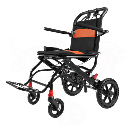 Wheelchair Aluminum Alloy Transport Chair Foldable 18-In W Seat 220Lbs