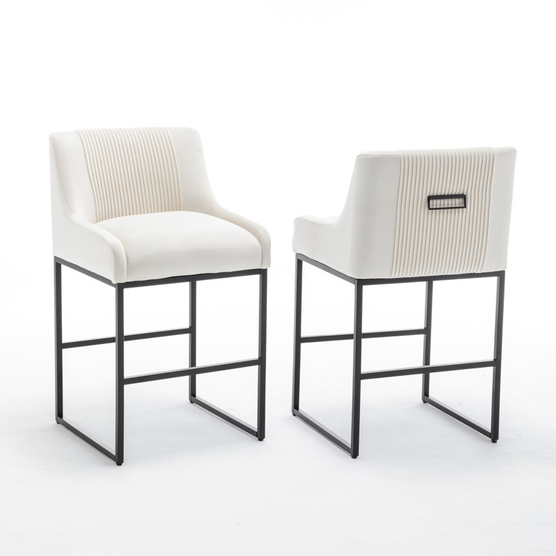 Tabouret de comptoir rembourré Bechtold, Beige
