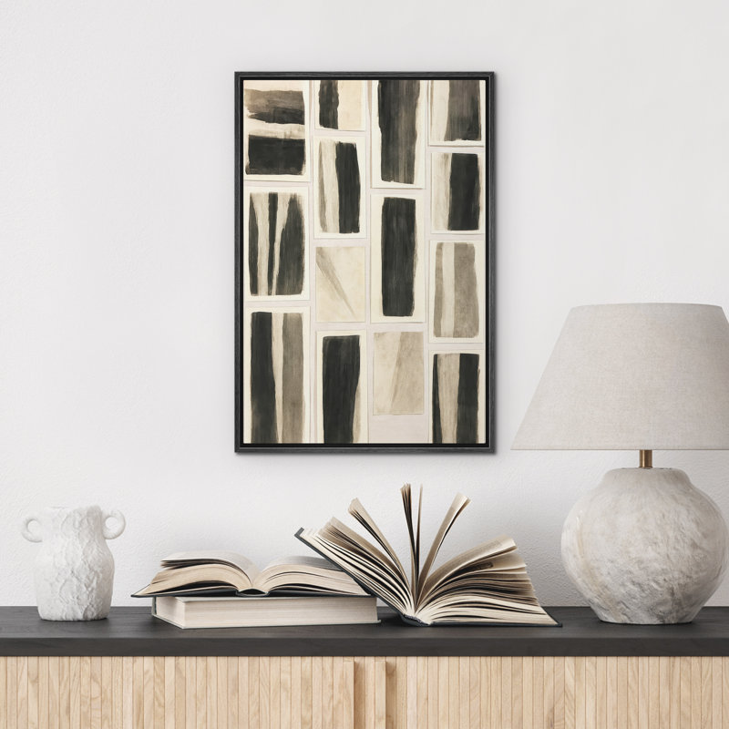 «Neutral Abstract Wall Art», reproduction d'art sur toile encadrée, Noir, H 24 po x l 16 po