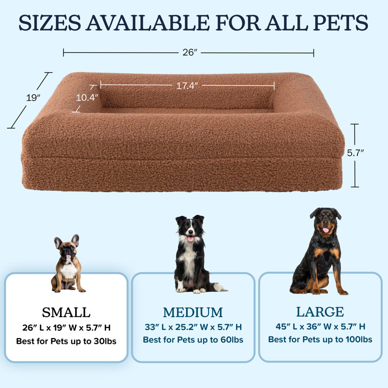 Lit pour chien avec housse lavable à la machine PETMAker 26 po, Brun, H 5,7 po x l 19 po x P 26 po