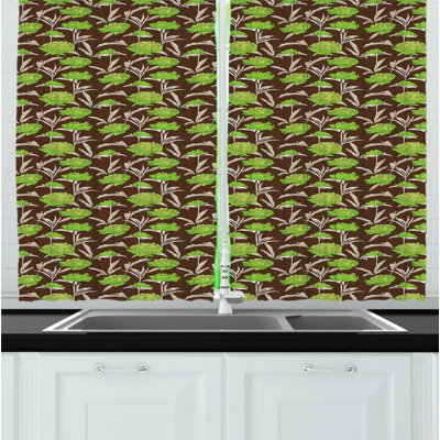 Floral Ruffled Kitchen Curtain