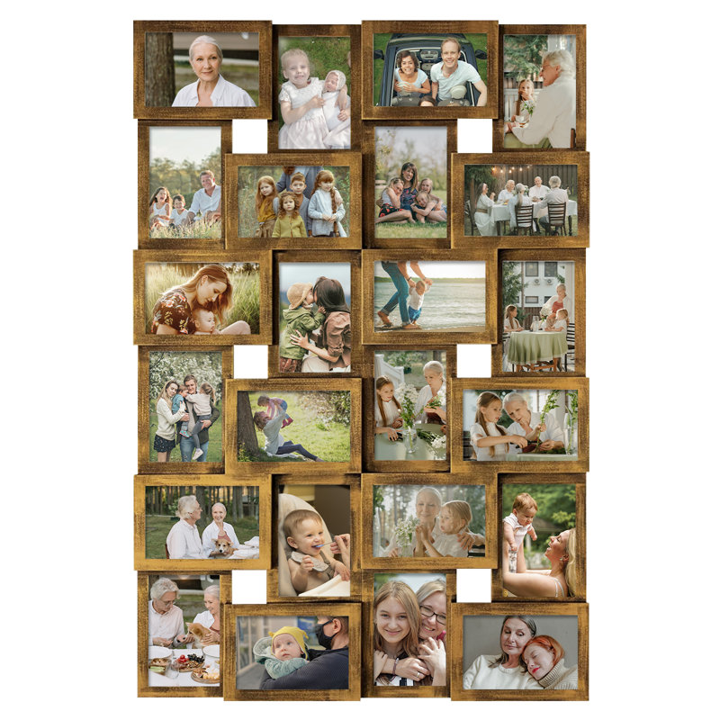 Cadre photo mural Gallery 24 photos, Doré vieilli