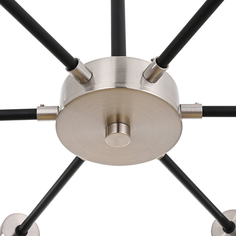 Lustre sphérique Spoutnik à 6 lumières Jankowski, Nickel noir brossé