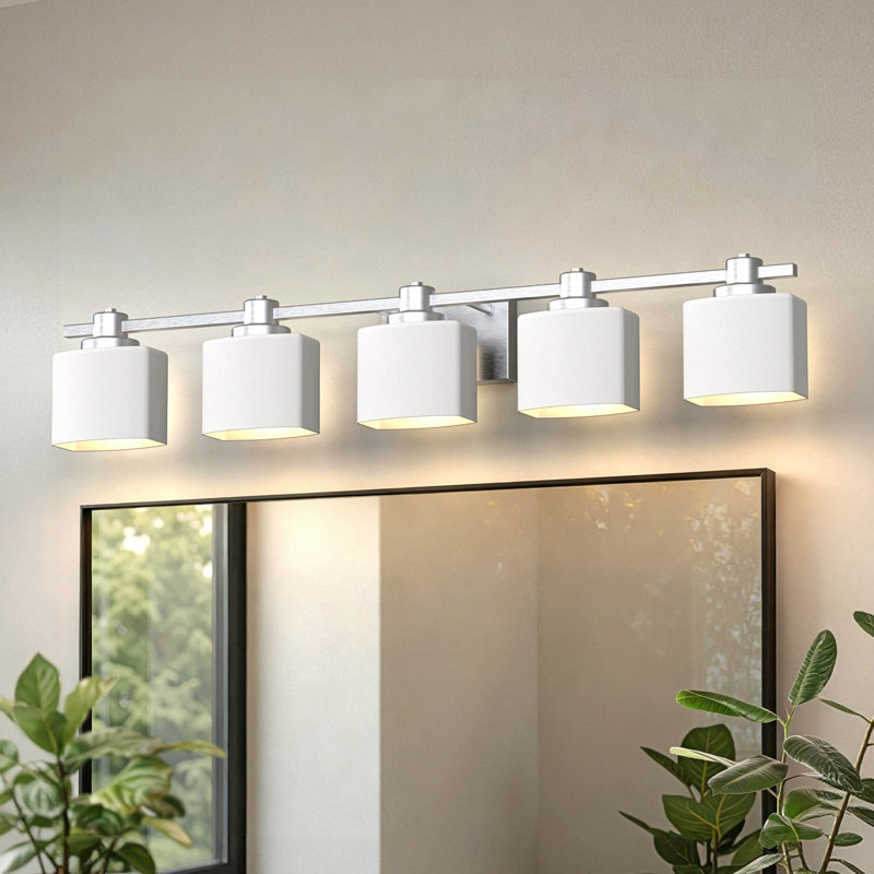 40Inch 5 - Light Bathroom Vanity Light, 5 Lights, Polished Chrome, 7" H x 39.8" W x 6" D