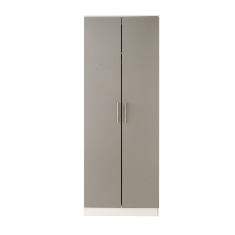 Fully Assembled 2 Door Wardrobe, Grey/White Matt Veneer