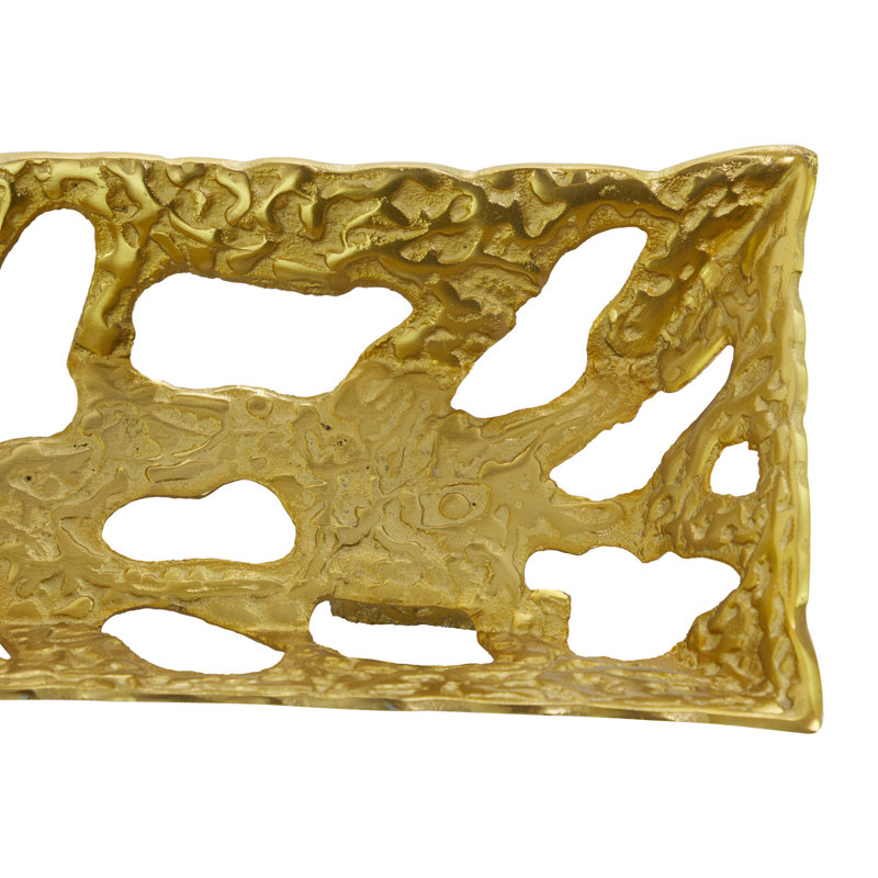 Ensemble de plateaux décoratifs en aluminium et en métal, Gold