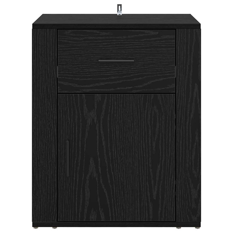 35cm W Manufactured Wood Bedside Table, Black Oak
