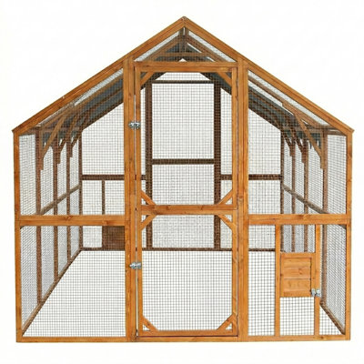 Large Wooden Outdoor Chicken Coop 110" Large Hen Run House, Chicken Run Upgrade Waterproof Cover