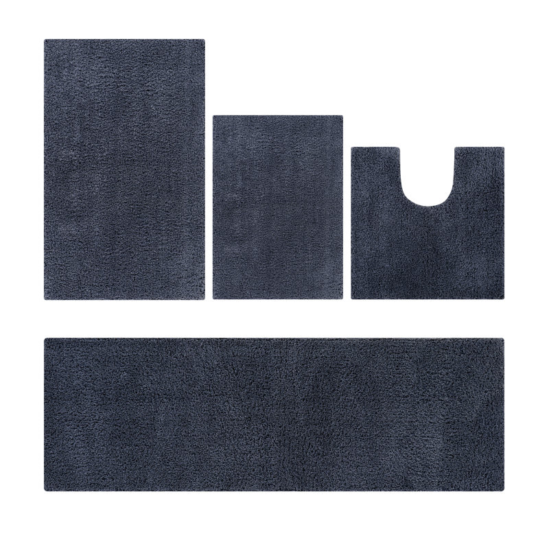 Ensemble de tapis de salle de bain 4 pièces Annaise, Gris anthracite, L 24 po x L 40 po