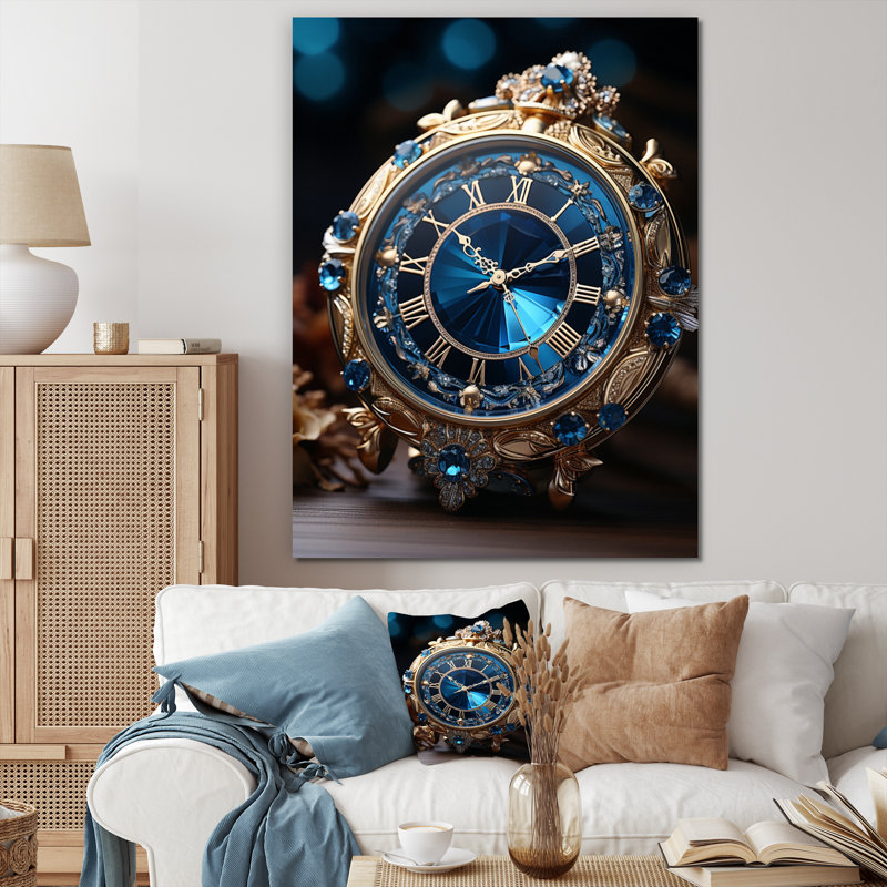 Horloge horloge opulente I - reproduction sur toile, Toile tendue, H 32 po x l 16 po x P 1 po