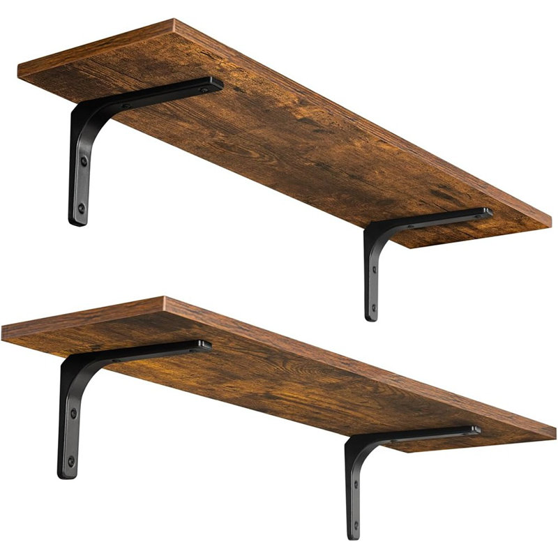 Ensemble de 2 tablettes murales flottantes 23,6 ", bois rustique