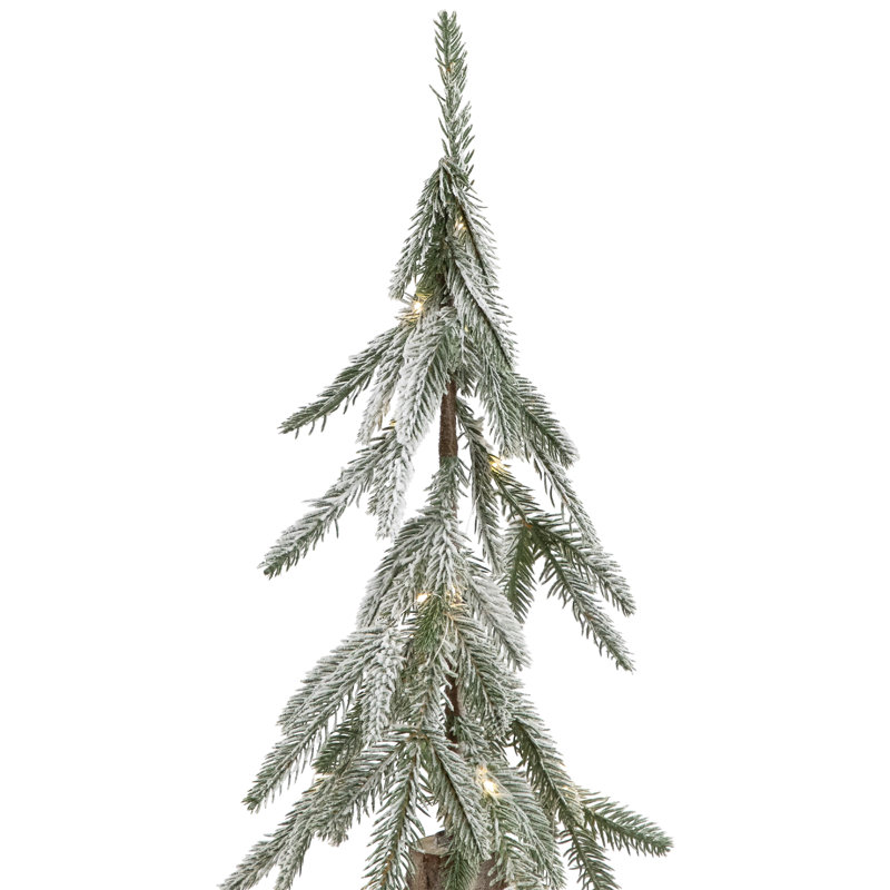 Pre-Lit Flocked Battery Operated Alpine Artificial Christmas Tree - 3' - Clear LED Lights