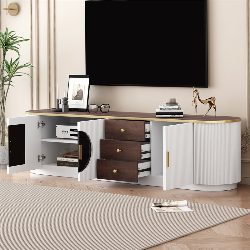 Meuble télé avec 3 tiroirs et 1 tablette, Blanc