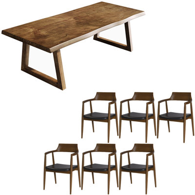 American style retro solid wood dining table set