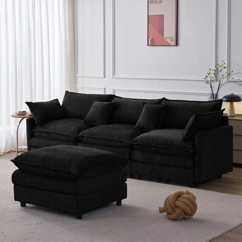 Canapé modulaire de 105 po, Chenille noir