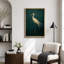 Oiseau aigrette vert rétro, photos de salle de bain rustique moderne, impression sur toile encadrée-115240912-115240904-115240905