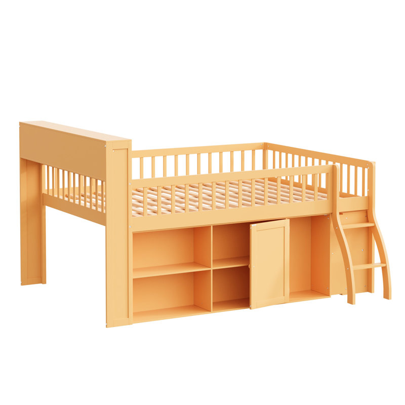 Grand lit mezzanine avec rangement et éclairage à DEL - Style moderne, sécuritaire pour les petites chambres à coucher, Queen