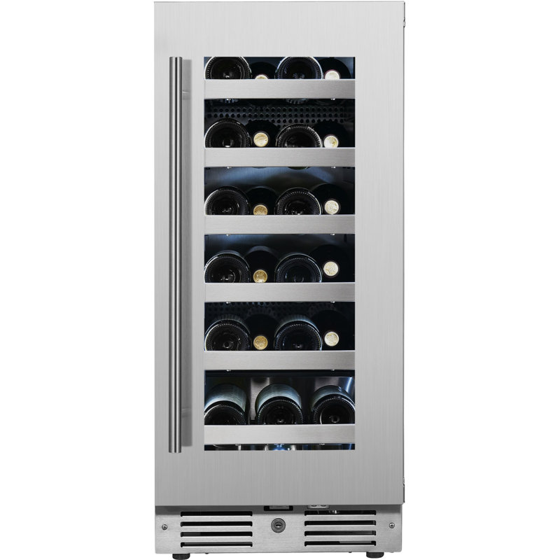 15 Inch Wide 23 Bottle Capacity Single Zone Wine Cooler with Alternating (Blue, White, Amber) LED lighting, Door Alarm, Touch Control Panel and Lockable Right Hinged Door
