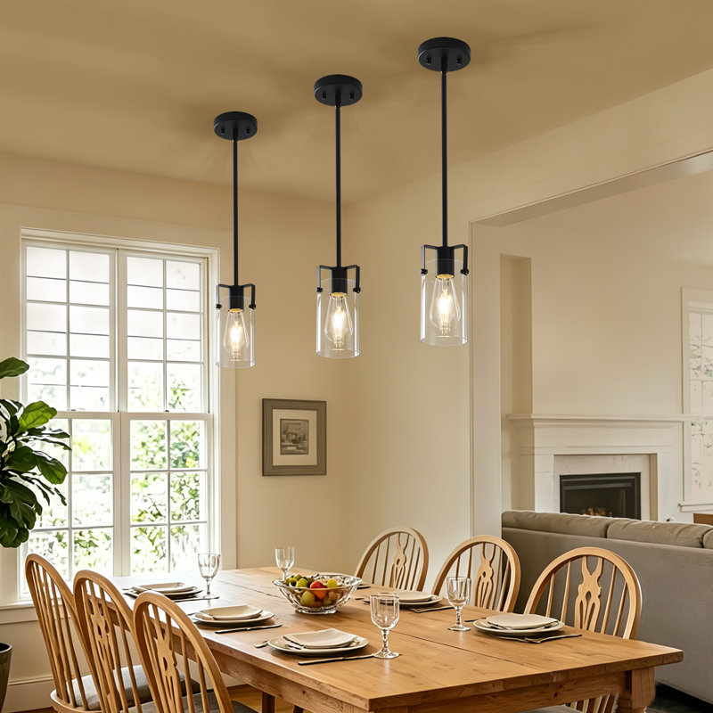 1-Light Modern Dimmable Cylinder Pendant Light, Matte Black