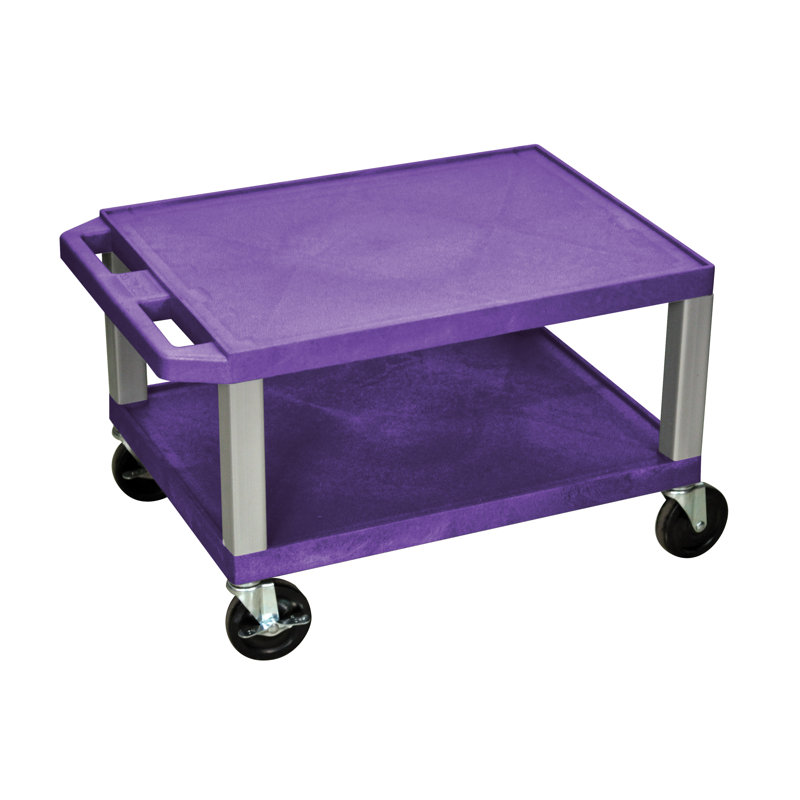 Tuffy 16'' H AV Cart with Wheels, Nickel, Purple