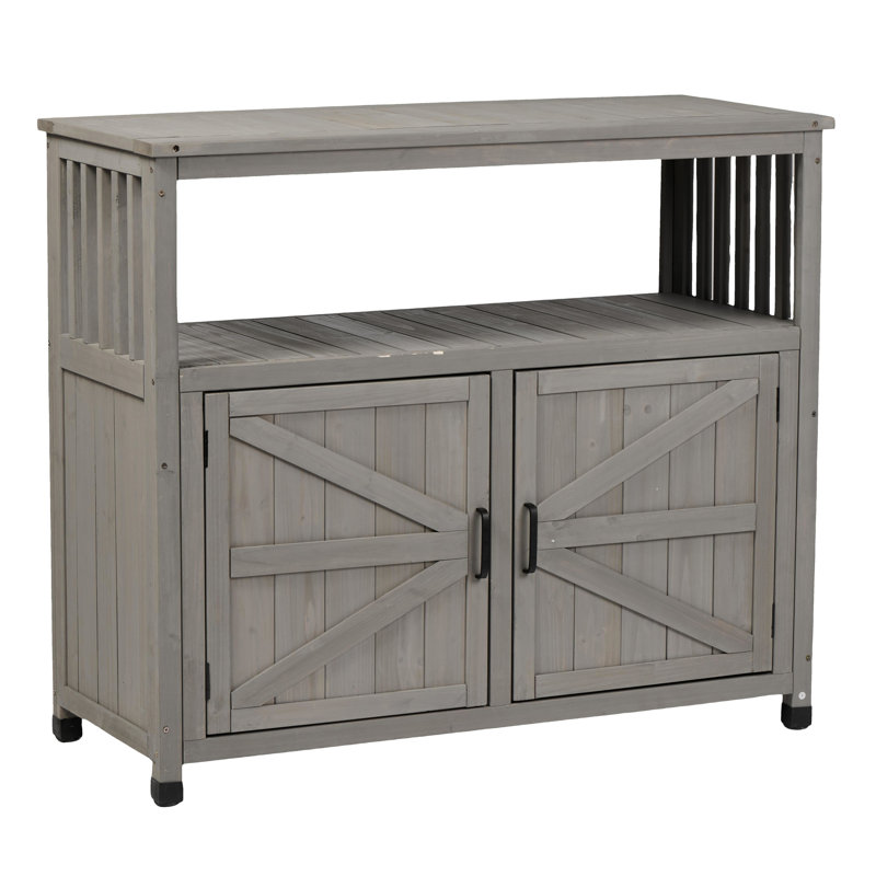 Ensemble de table de bar en bois avec rangement, buffet pour armoire d'extérieur et d'intérieur
